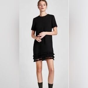 Zara Black Pom Pom shift dress